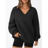 imageTrendy Queen Womens Oversized Sweatshirts Fall Fashion V Neck Hoodies Loose Fit Winter Outfits Teen Girl Clothes 2025Black