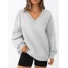 imageTrendy Queen Womens Oversized Sweatshirts Fall Fashion V Neck Hoodies Loose Fit Winter Outfits Teen Girl Clothes 2025Grey