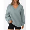 imageTrendy Queen Womens Oversized Sweatshirts Fall Fashion V Neck Hoodies Loose Fit Winter Outfits Teen Girl Clothes 2025Greygreen