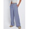 imageTrendy Queen Womens Striped Ribbed Wide Leg Pants Casual Drawstring Elastic Waist Baggy Sweatpants with PocketsBlue White