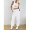 imageTrendy Queen Womens Sweatpants Baggy Athletic Joggers with Pockets Lounge PantsWhite