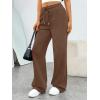 imageTrendy Queen Womens Sweatpants Baggy Wide Leg Barrel Pants Lounge Comfy Palazzo Joggers with PocketsCoffee