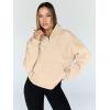 imageTrendy Queen Womens Sweatshirts Quarter Half Zip Pullover Fall Fashion Outfits 2025 Oversized Hoodies Comfy Winter ClothesApricot