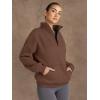 imageTrendy Queen Womens Sweatshirts Quarter Half Zip Pullover Fall Fashion Outfits 2025 Oversized Hoodies Comfy Winter ClothesBrown