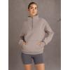 imageTrendy Queen Womens Sweatshirts Quarter Half Zip Pullover Fall Fashion Outfits 2025 Oversized Hoodies Comfy Winter ClothesCoffee Grey