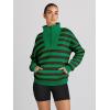 imageTrendy Queen Womens Sweatshirts Quarter Half Zip Pullover Fall Fashion Outfits 2025 Oversized Hoodies Comfy Winter ClothesCoffee and Green