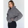imageTrendy Queen Womens Sweatshirts Quarter Half Zip Pullover Fall Fashion Outfits 2025 Oversized Hoodies Comfy Winter ClothesDarkgrey