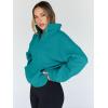 imageTrendy Queen Womens Sweatshirts Quarter Half Zip Pullover Fall Fashion Outfits 2025 Oversized Hoodies Comfy Winter ClothesGreenblue
