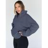 imageTrendy Queen Womens Sweatshirts Quarter Half Zip Pullover Fall Fashion Outfits 2025 Oversized Hoodies Comfy Winter ClothesGreyblue