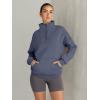 imageTrendy Queen Womens Sweatshirts Quarter Half Zip Pullover Fall Fashion Outfits 2025 Oversized Hoodies Comfy Winter ClothesGreyblue