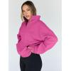 imageTrendy Queen Womens Sweatshirts Quarter Half Zip Pullover Fall Fashion Outfits 2025 Oversized Hoodies Comfy Winter ClothesHotpink