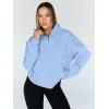 imageTrendy Queen Womens Sweatshirts Quarter Half Zip Pullover Fall Fashion Outfits 2025 Oversized Hoodies Comfy Winter ClothesLightblue