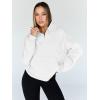 imageTrendy Queen Womens Sweatshirts Quarter Half Zip Pullover Fall Fashion Outfits 2025 Oversized Hoodies Comfy Winter ClothesWhite