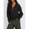 imageTrendy Queen Womens Sweatshirts Quarter Zip Pullover Oversized Cropped Sweater Fall Winter HoodiesBlack