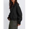 imageTrendy Queen Womens Sweatshirts Quarter Zip Pullover Oversized Cropped Sweater Fall Winter HoodiesBlack