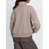 imageTrendy Queen Womens Sweatshirts Quarter Zip Pullover Oversized Cropped Sweater Fall Winter HoodiesCoffeegrey