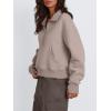 imageTrendy Queen Womens Sweatshirts Quarter Zip Pullover Oversized Cropped Sweater Fall Winter HoodiesCoffeegrey