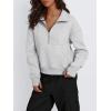 imageTrendy Queen Womens Sweatshirts Quarter Zip Pullover Oversized Cropped Sweater Fall Winter HoodiesGrey