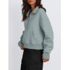 imageTrendy Queen Womens Sweatshirts Quarter Zip Pullover Oversized Cropped Sweater Fall Winter HoodiesGreygreen