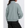 imageTrendy Queen Womens Sweatshirts Quarter Zip Pullover Oversized Cropped Sweater Fall Winter HoodiesGreygreen