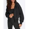 imageTrendy Queen Womens Zip Up Cropped Hoodies Long Sleeve Sweatshirts Casual Jackets Fall Fashion 2025 Winter ClothesBlack