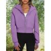 imageTrendy Queen Womens Zip Up Hoodies Jackets Cropped Sweatshirts Fleece Fall Outfits Casual Comfy Y2k Tops Winter Clothes 2025Purple