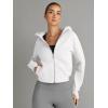 imageTrendy Queen Womens Zip Up Hoodies Jackets Cropped Sweatshirts Fleece Fall Outfits Casual Comfy Y2k Tops Winter Clothes 2025White