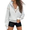 imageTrendy Queen Half Zip Pullover Hoodies for Women Y2k Cute Cropped Sweatshirts Jackets Fall Fashion 2025 Outfits ClothingGrey