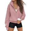 imageTrendy Queen Half Zip Pullover Hoodies for Women Y2k Cute Cropped Sweatshirts Jackets Fall Fashion 2025 Outfits ClothingPink