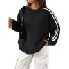 imageTrendy Queen Oversized Sweatshirt for Women Crewneck Fall Fashion Clothes 2025 Striped Sweater y2k Teen Girls OutfitsBlack