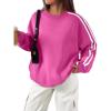 imageTrendy Queen Oversized Sweatshirt for Women Crewneck Fall Fashion Clothes 2025 Striped Sweater y2k Teen Girls OutfitsHotpink