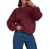 imageTrendy Queen Womens Crewneck Sweatshirts Casual Pullover Long Sleeve Shirts Fall Fashion 2025 ClothesWine Red