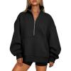 imageTrendy Queen Womens Half Zip Oversized Sweatshirts Casual Pullover Long Sleeve Shirts Fall Fashion 2024 Winter ClothesBlack