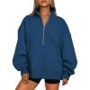 imageTrendy Queen Womens Half Zip Oversized Sweatshirts Casual Pullover Long Sleeve Shirts Fall Fashion 2024 Winter ClothesBlue