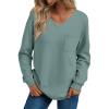 imageTrendy Queen Womens Long Sleeve Tops Casual Shirts V Neck Clothing Fall Fashion Clothes with PocketLight Green