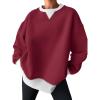 imageTrendy Queen Womens Oversized Color Block Fleeced Crewneck SweatshirtMaroon