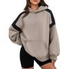 imageTrendy Queen Womens Oversized Hoodies Color Block Fall Fashion 2025 Casual Long Sleeve Sweatshirts Y2k Winter ClothesCoffee Grey