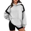 imageTrendy Queen Womens Oversized Hoodies Color Block Fall Fashion 2025 Casual Long Sleeve Sweatshirts Y2k Winter ClothesGrey