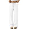 imageTrendy Queen Womens Sweatpants Baggy Wide Leg Barrel Pants Lounge Comfy Palazzo Joggers with PocketsWhite
