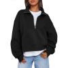 imageTrendy Queen Womens Sweatshirts Quarter Zip Pullover Oversized Cropped Sweater Fall Winter HoodiesBlack