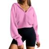 imageTrendy Queen Womens Zip Up Cropped Hoodies Long Sleeve Sweatshirts Casual Jackets Fall Fashion 2025 Winter ClothesPink