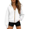 imageTrendy Queen Womens Zip Up Hoodies Fall Fashion Sweatshirt 2025 Clothes Y2K Cropped Jackets Cute Winter OutfitsWhite