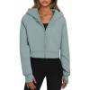 imageTrendy Queen Womens Zip Up Hoodies Jackets Cropped Sweatshirts Fleece Fall Outfits Casual Comfy Y2k Tops Winter Clothes 2025Greygreen
