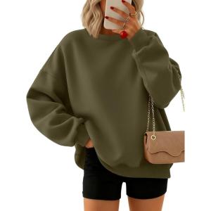 imageTrendy Queen Sweatshirts for Women Hoodies Oversized Crewneck Tops Sweaters Comfy Fall Winter Outfits Clothes 2025 FashionArmygreen