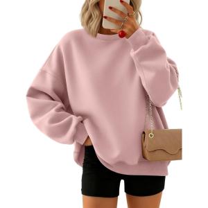 imageTrendy Queen Sweatshirts for Women Hoodies Oversized Crewneck Tops Sweaters Comfy Fall Winter Outfits Clothes 2025 FashionGreypink