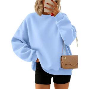 imageTrendy Queen Sweatshirts for Women Hoodies Oversized Crewneck Tops Sweaters Comfy Fall Winter Outfits Clothes 2025 FashionLightblue