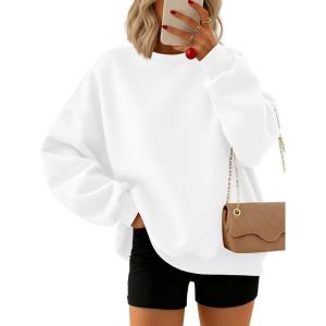 imageTrendy Queen Sweatshirts for Women Hoodies Oversized Crewneck Tops Sweaters Comfy Fall Winter Outfits Clothes 2025 FashionWhite