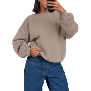 imageTrendy Queen Womens Crewneck Sweatshirts Casual Pullover Long Sleeve Shirts Fall Fashion 2025 ClothesCoffee Grey