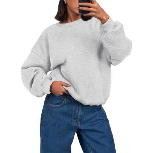 imageTrendy Queen Womens Crewneck Sweatshirts Casual Pullover Long Sleeve Shirts Fall Fashion 2025 ClothesGrey