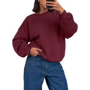 imageTrendy Queen Womens Crewneck Sweatshirts Casual Pullover Long Sleeve Shirts Fall Fashion 2025 ClothesWine Red